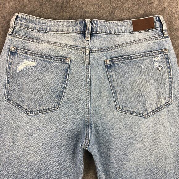 Carly Jean Womens Jeans 13 Blue Straight High Rise Baggy Button‎ Fly Distressed - Picture 6 of 14